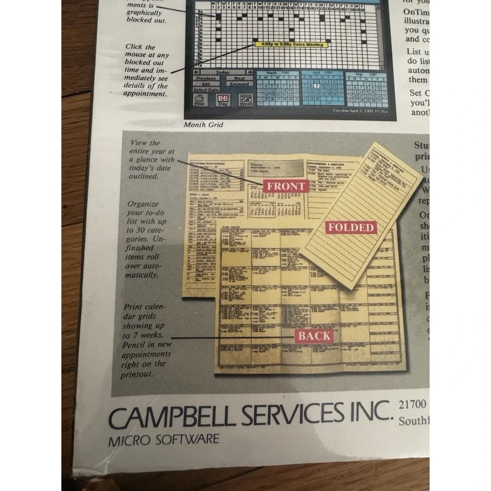 Vintage On Time For Windows 3 Calendar & To Do List‎ Manager Software Sealed NOS
